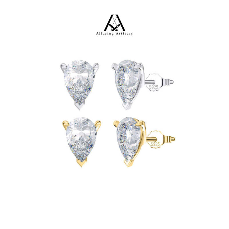 Velour Pear Moissanite 925 Silver Earring