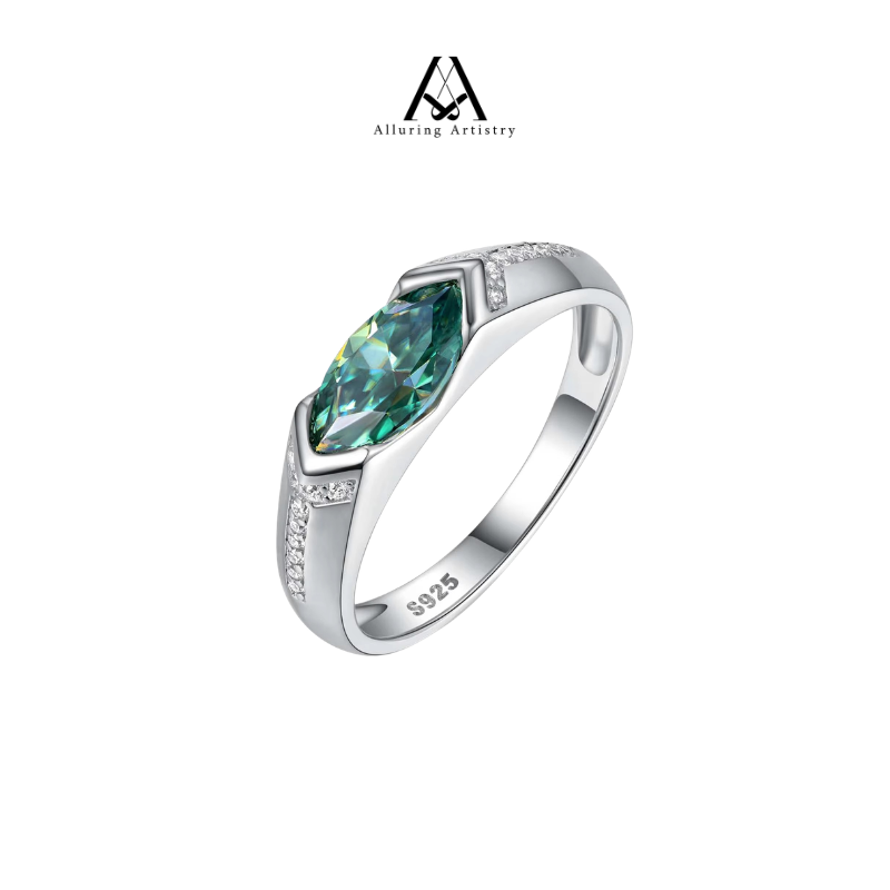 Aurora Moissanite 925 Male Silver Ring