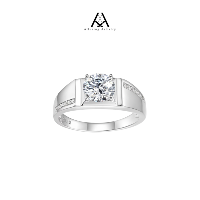 Aurelius Moissanite 925 Silver Male Ring