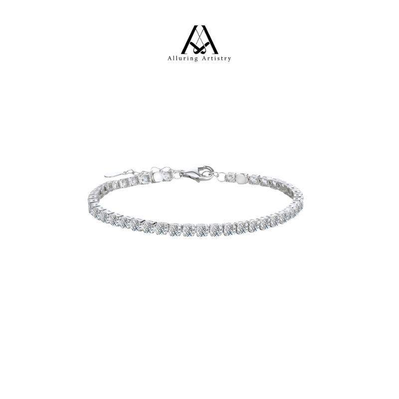Primavera 2mm Moissanite 925 Silver Tennis Bracelet