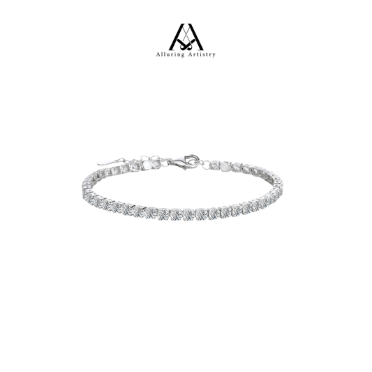 Primavera 2mm Moissanite 925 Silver Tennis Bracelet