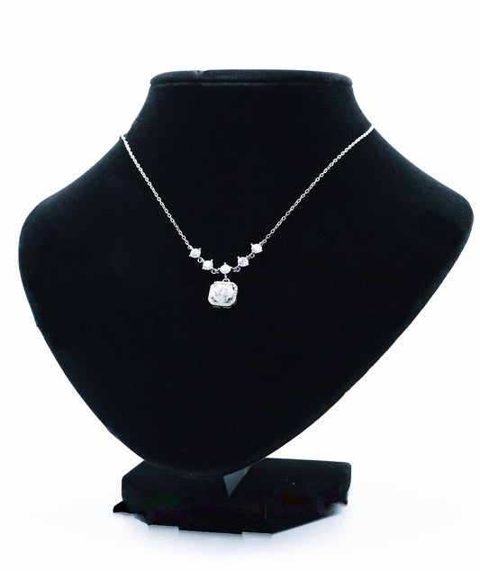 Leora Gleam Moissanite 925 Silver Necklace-NCE507