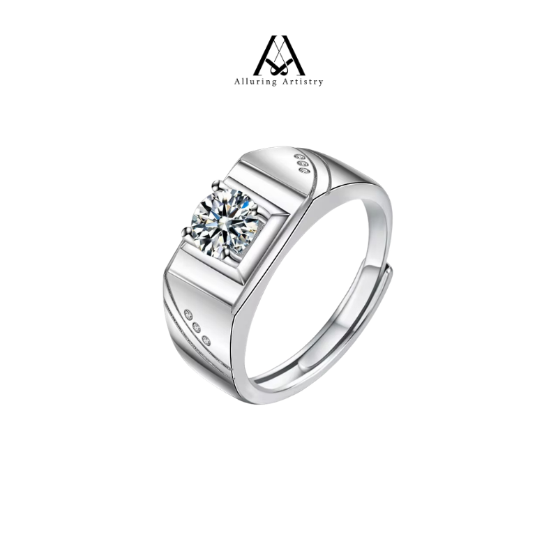 Darian Moissanite 925 Silver Male Ring