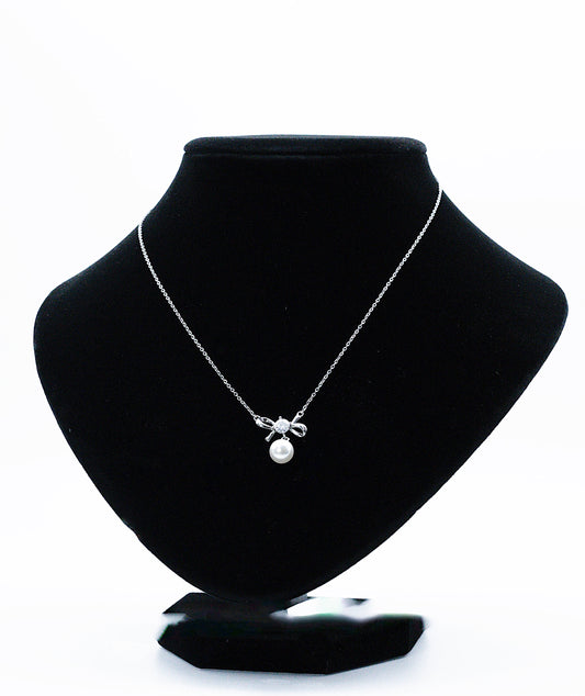 Aliana Ribbon Moissanite 925 Silver Necklace-NCE507