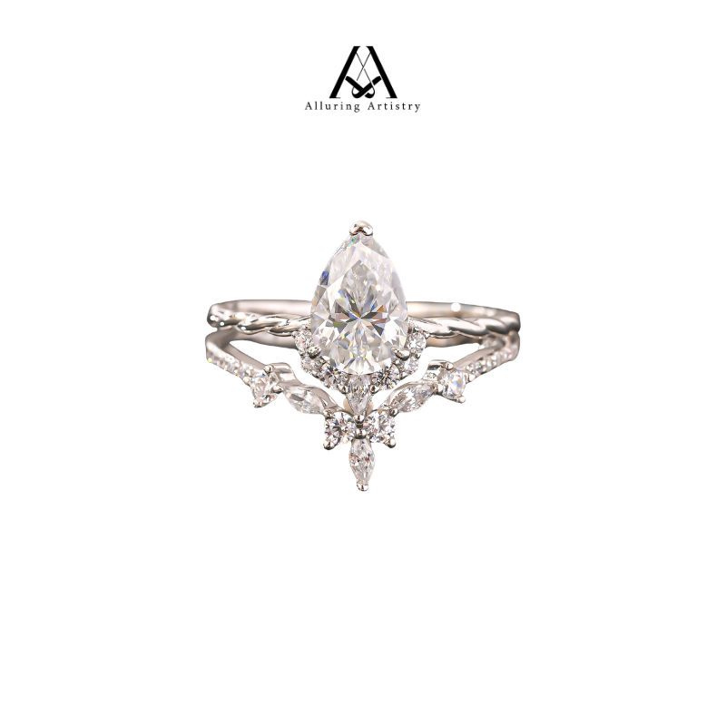 Enchanted Bloom Moissanite Stacking Ring 925 Silver Female Ring