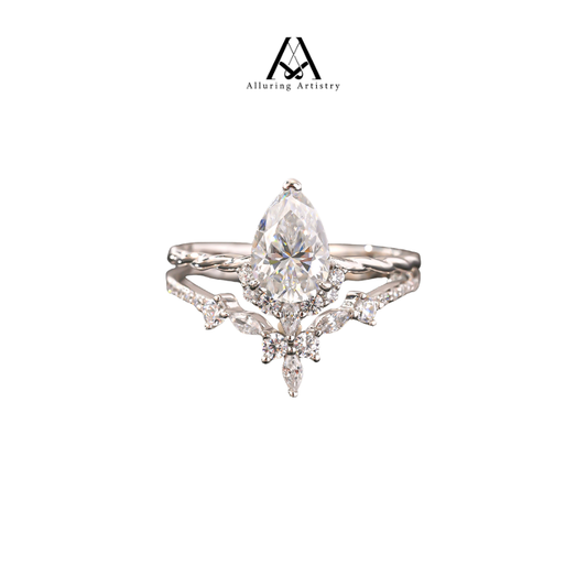 Enchanted Bloom Moissanite Stacking Ring 925 Silver Female Ring