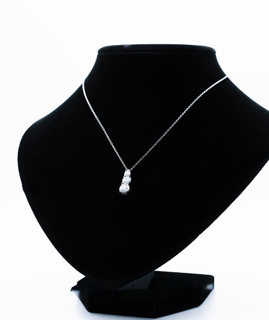 Elora Trio Moissanite 925 Silver Necklace-NCE503