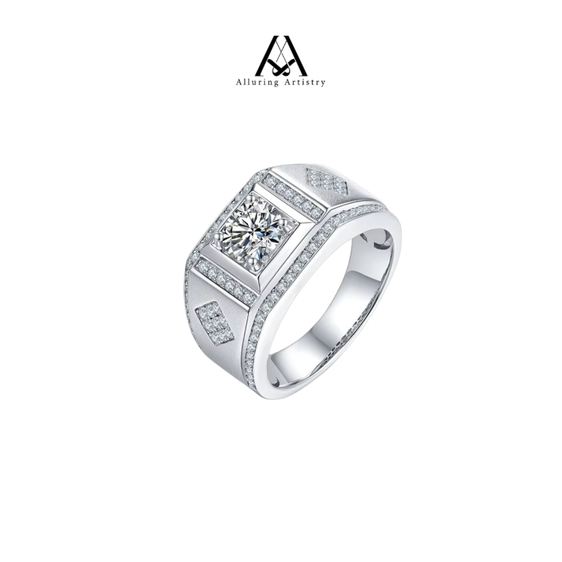 Kingsman Moissanite 925 Male Silver Ring