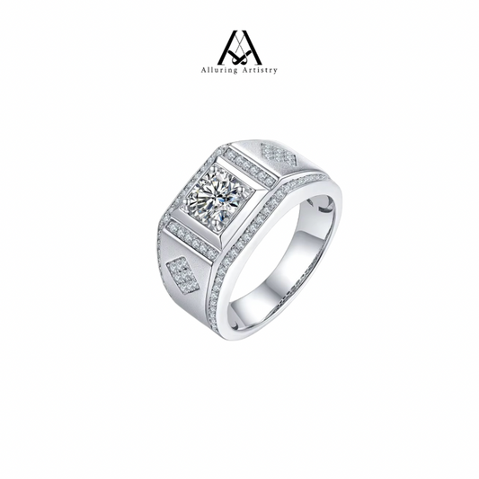 Kingsman Moissanite 925 Male Silver Ring
