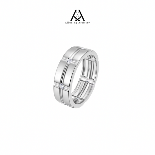 Axel Moissanite 925 Male Silver Ring