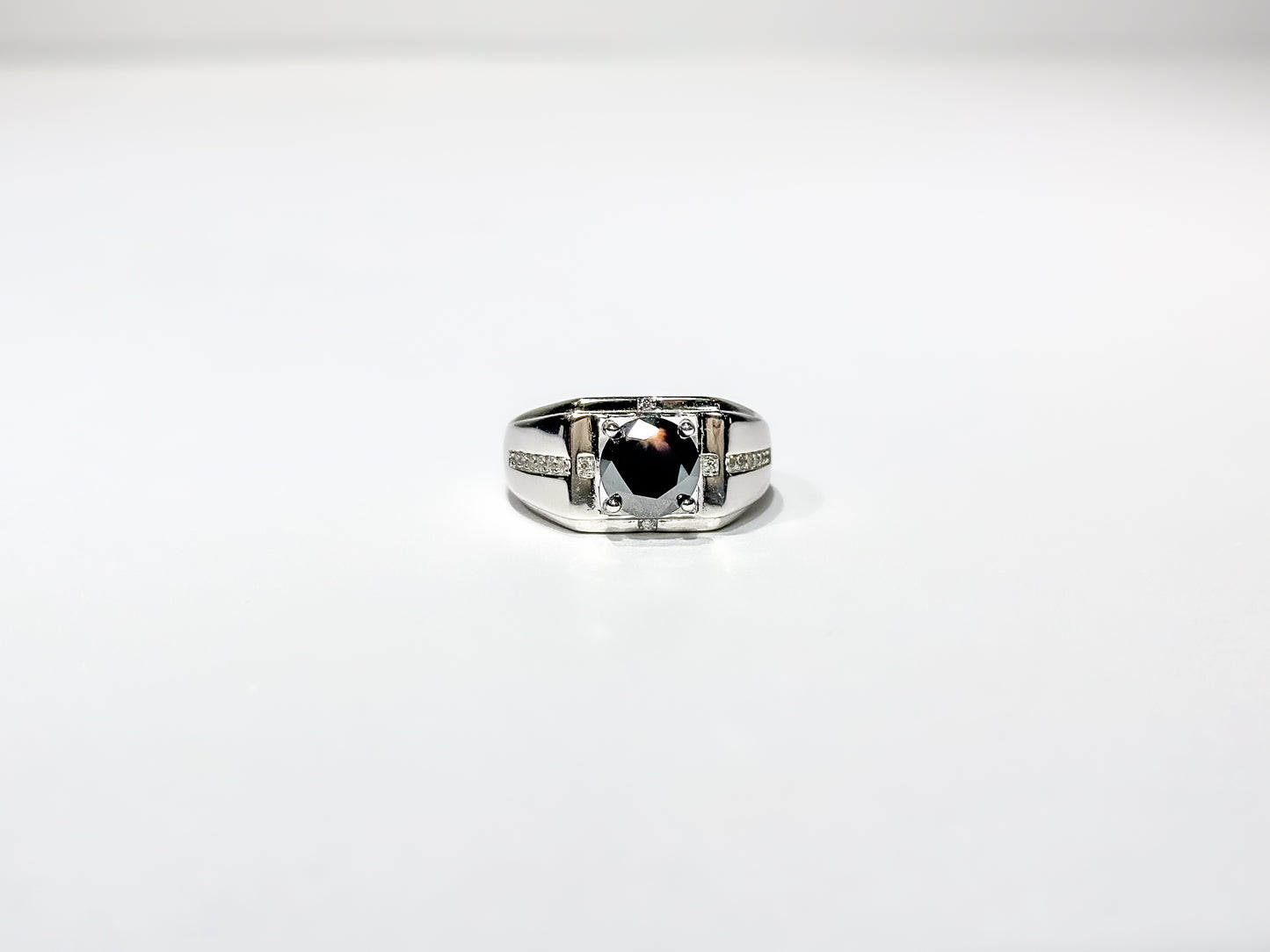Emmett Moissanite 925 Silver Male Ring Black