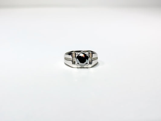 Emmett Moissanite 925 Silver Male Ring Black